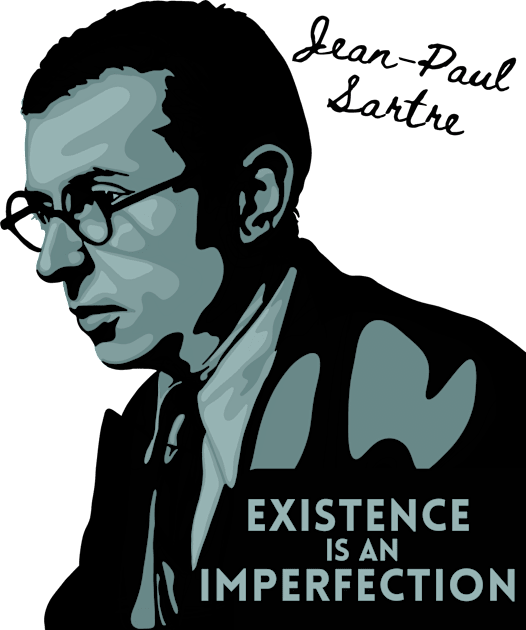 Jean-Paul Sartre Portrait and Quote Kids T-Shirt by Slightly Unhinged