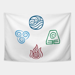 Avatar Four Elements Symbols Tapestry