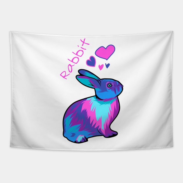 Colorful cute rabbit Tapestry by Fadmel