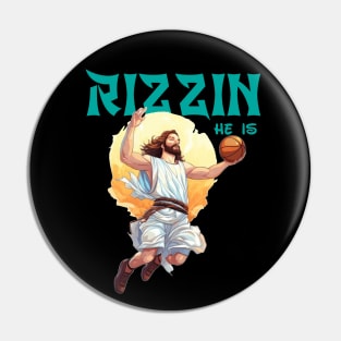 He Is Rizzin Funny Jesus He Is Rizzen Pin