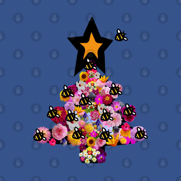 Floral Christmas Tree Bumblebee - Christmas - T-Shirt