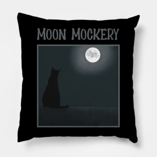 Mouse in the Moon Mocks Cat Sitting on a Fence - cute cat cartoon Pillow