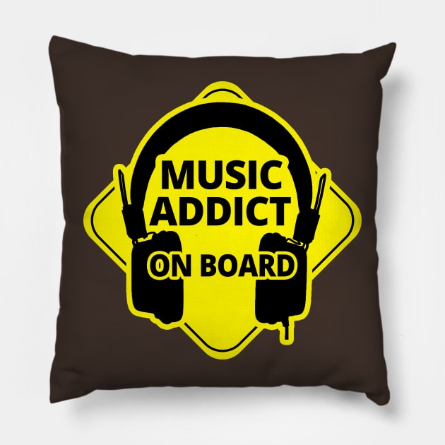 Music Lover On Board - The Music Addict Pillow by tatzkirosales-shirt-store