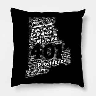 Rhode Island Cities 401 Area Code Pillow