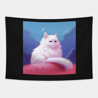Purely Adorable: The Charm of White Fluffy Cats Tapestry