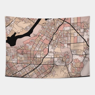 Riverside Map Pattern in Soft Pink Pastels Tapestry