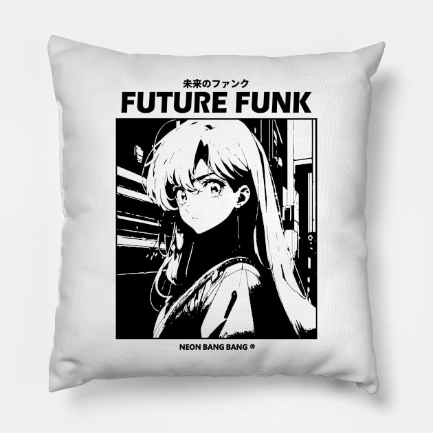 Future Funk Vaporwave Manga Aesthetic Pillow by Neon Bang Bang