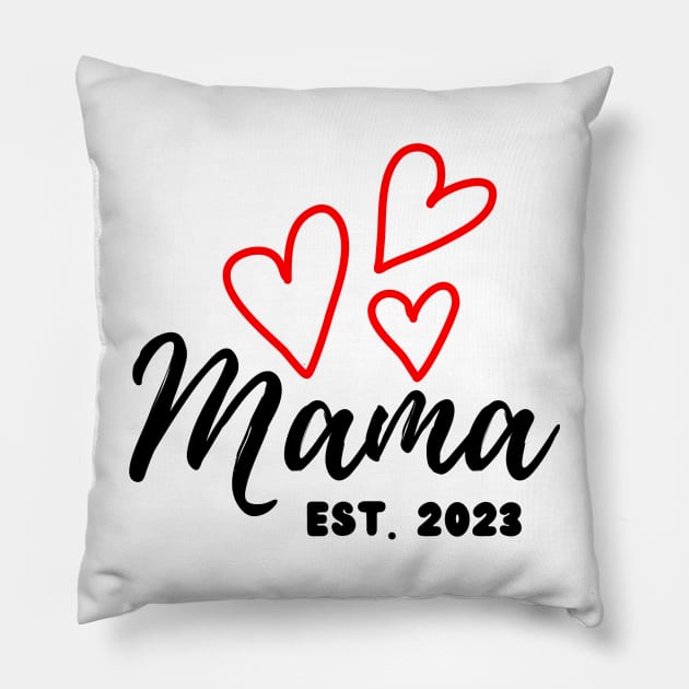 Mama est. 2023, New Mom Pillow by Unicorns and Farts