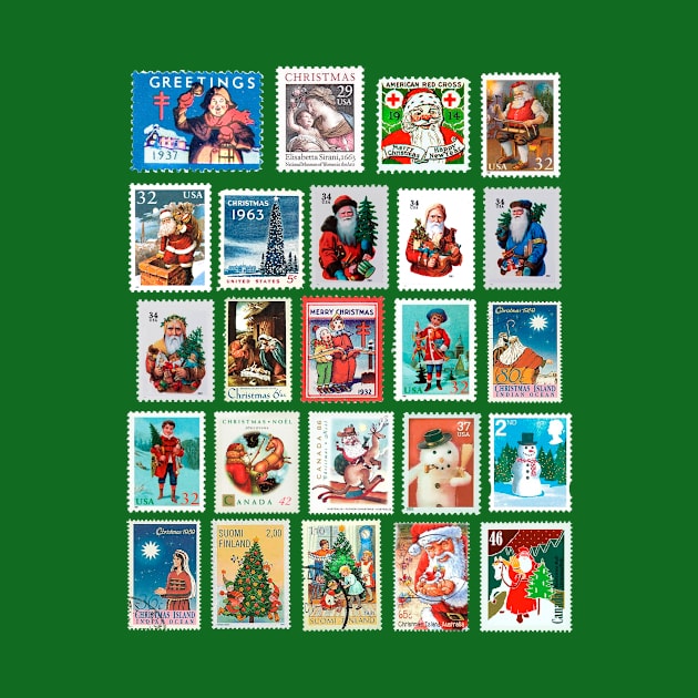 Christmas Commemorative Postage Stamps - Vintage by enyeniarts