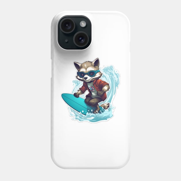 Raccoon Surfing - Raccoon Beach Phone Case by VelvetRoom