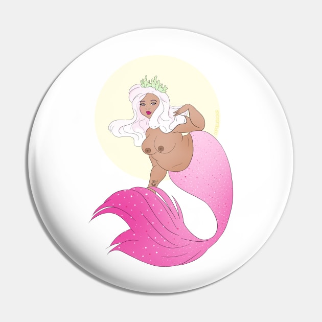 Chubby Mermaid Pin by Bopo Illustrator