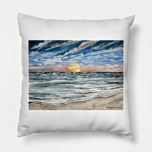 sunset on the beach Pillow