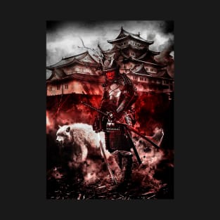 Red wolf samurai oni ronin T-Shirt