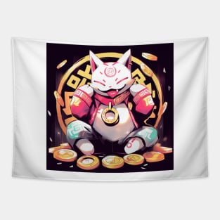 Coin Lucky Fairy Cat Tapestry