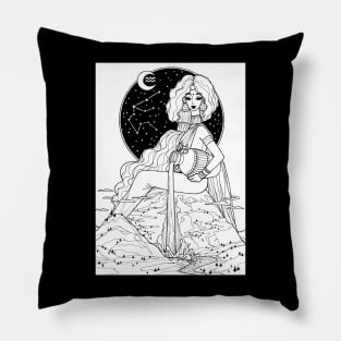 Indian Aquarius In Black Design Pillow