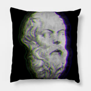 Socrates Glitched Design Pillow