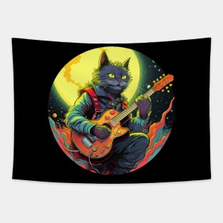 Cat Playing Guitar Funny Cat With Guitar Cute Cat Guitar Tapestry