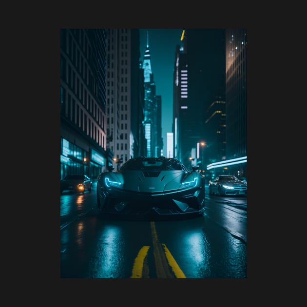 Chicago Night Ride Teal Sports Car by star trek fanart and more