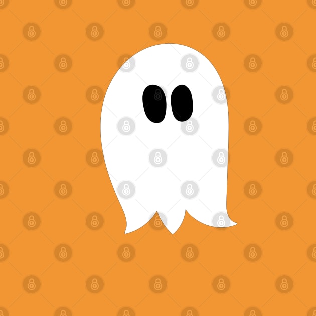 Cute ghost cartoon with BOO text in an orange frame by Angel Dawn Design