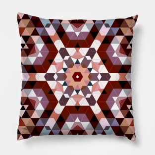 Brown, Blue and White Mosaic Mandala Flower Pillow