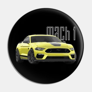 MACH 1 Mustang GT 5.0L V8 Performance Car Yellow Pin