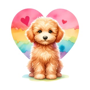 Cute Goldendoodle Puppy Watercolor Heart Dog Lover T-Shirt