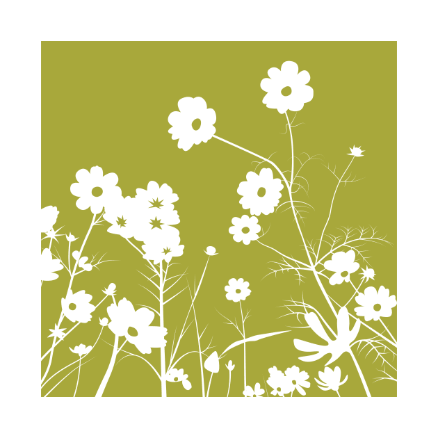 Olive and white daisy meadow by EllaPhanta