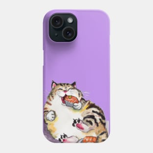 Rotund Kitty Eating Sushi Phone Case