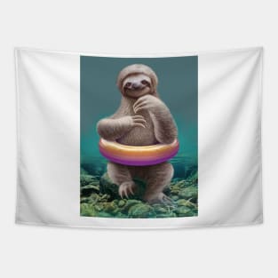 sloth with buoy Tapestry