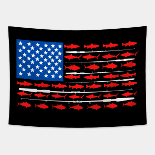 American Flag Fish Tapestry