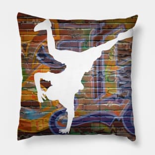 Break Dancer on Graffiti Background 5 Pillow