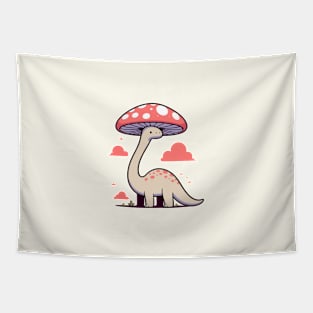 Kawaii simple Mushroom Hat Dinosaur Brontosaurus Tapestry