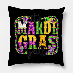 Its Mardi Gras Parade Festival Beads Mask Feathers Pillow