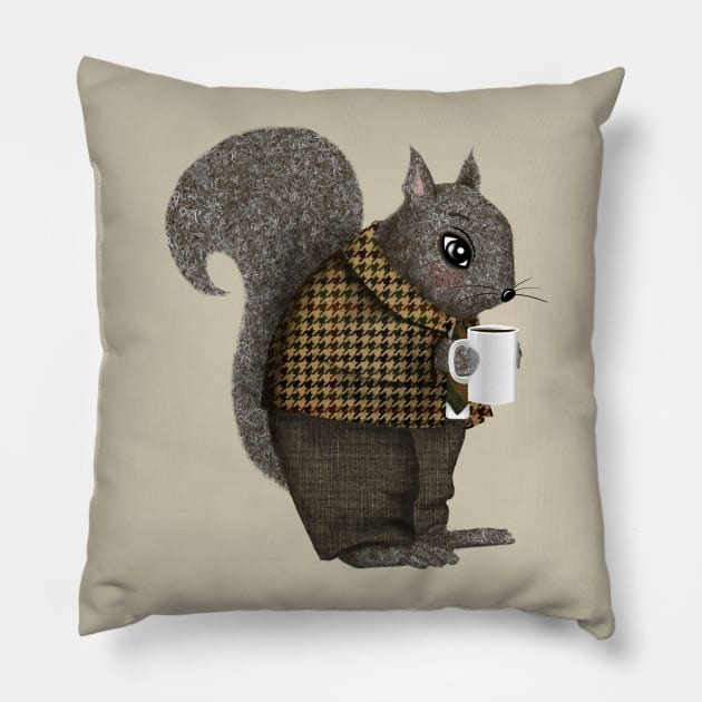 An Early Morning For Mister Squirrel Pillow by LittleBunnySunshine