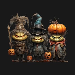 3 funny creatures with pumpkins T-Shirt