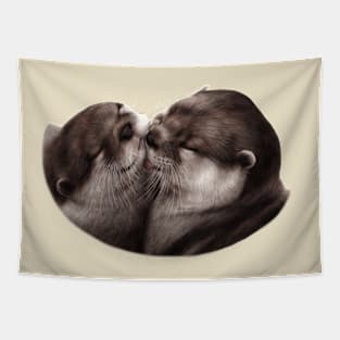 Kissing Otters Tapestry