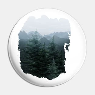 Watercolor Dense Forest And Mountains Pin