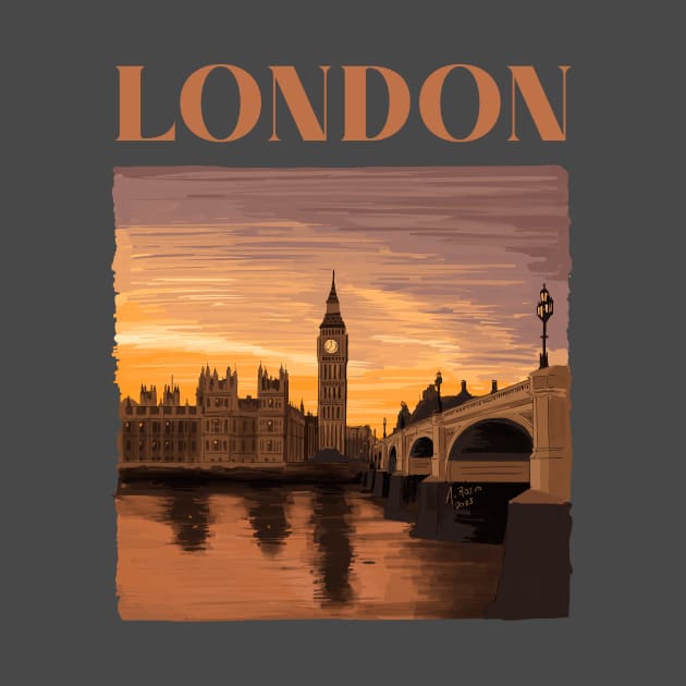 London by sunset Illustration by burrotees