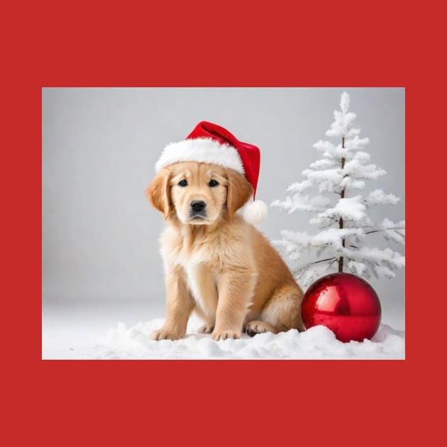 Adorable lab puppy in a Santa hat by Love of animals