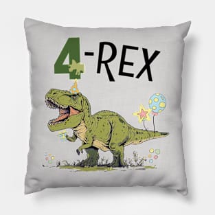 4 Rex Dinosuar Thee Birthday Party Pillow