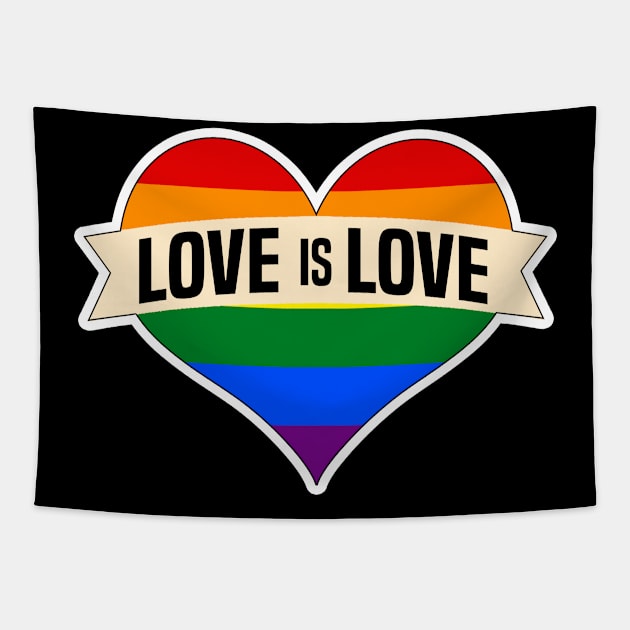 Love is Love Heart Gay Pride Rainbow Tapestry by MilotheCorgi