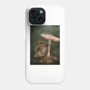 Mushroom forest floor watercolor Baby Pygmy Owl Phone Case