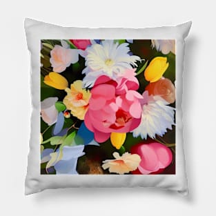 Pink Peony Floral Pillow