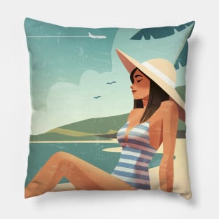 Italy - Boho Retro travel poster Pillow