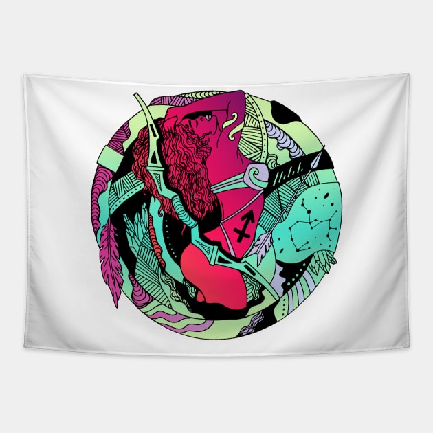 Blue Red Blend Sagittarius Beauty Tapestry by kenallouis