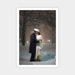 winter wedding kiss Magnet