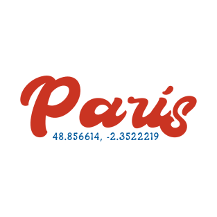 Paris GPS Coordinates 70s T-Shirt