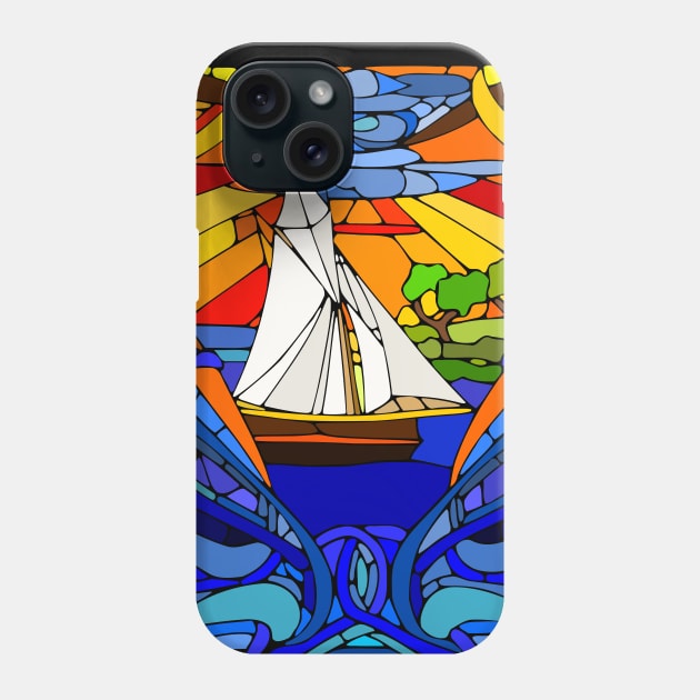 Mosaic Sailboat Art Phone Case by AlondraHanley