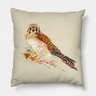 Watercolor Kestrel Wildlife Bird Nature Art Pillow