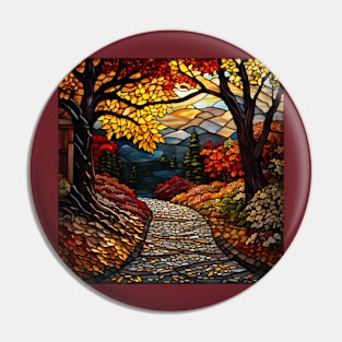 Stained Glass Autumn Scene Pin